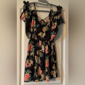 Peach Love California Mini Dress with Off The Shoulder Sleeves